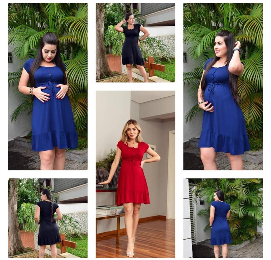 Vestido Gestante Amamentação com Botões e Babado no Joelho – Closet Das  Divas – Moda Feminina, Moda Gestante e Plus Size.